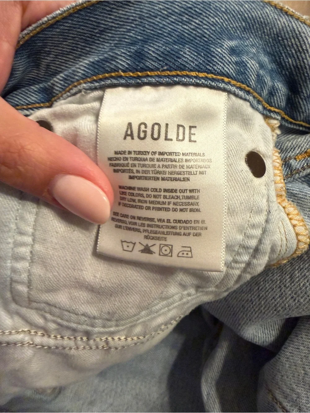 Agolde Light Blue Parker Long Distressed Denim Cutoff Shorts Size 31